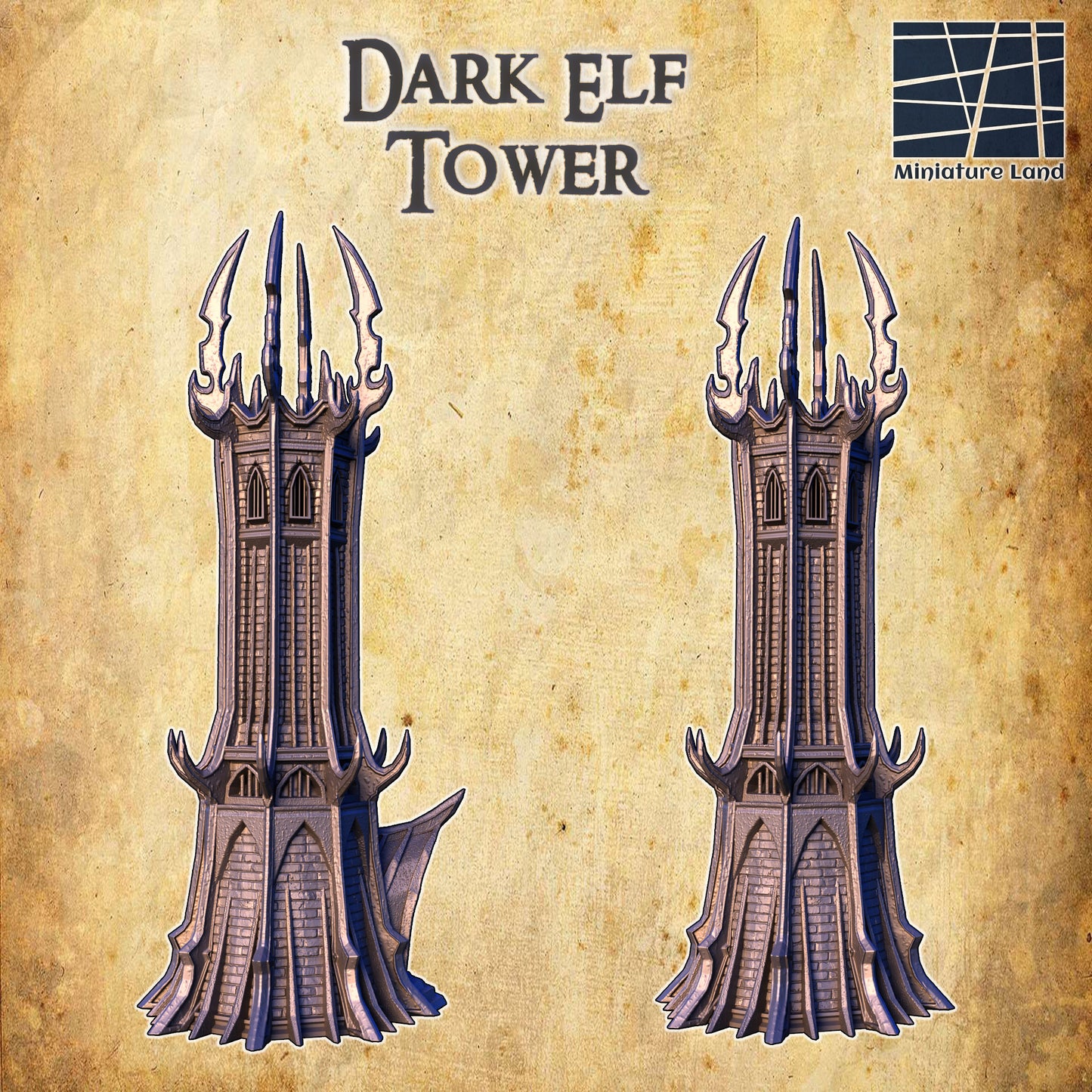 Dunkelelfen Turm Mittelalter 3D Terrain Gebäude DnD RPG Tabletop