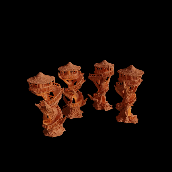 Elfen Baumhaus mit Zubehör Mittelalter 3D Terrain Gebäude DnD RPG Tabletop