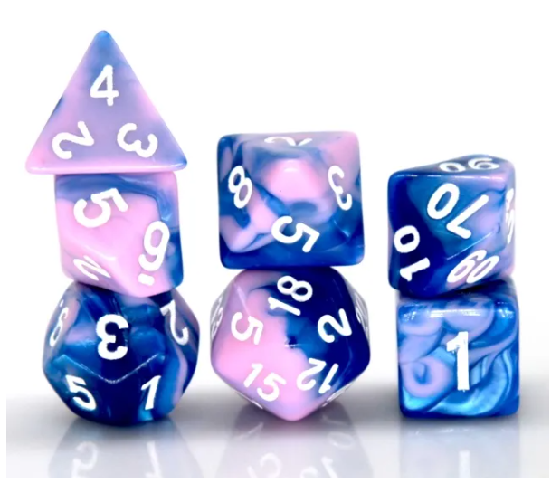 Blue and Pink RPG Dice Set