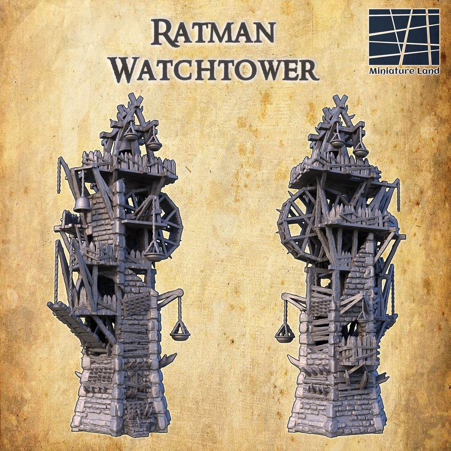 Ratman Wachturm Mittelalter 3D Terrain Gebäude DnD RPG Tabletop