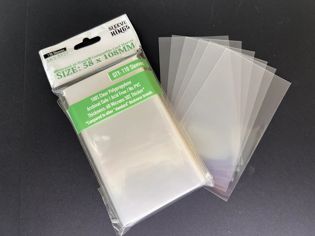 Sleeve Kings Kartenhüllen 8822 "Betrayal At House Compatible" Sleeves (58x108mm) -110 Pack, 60 Microns