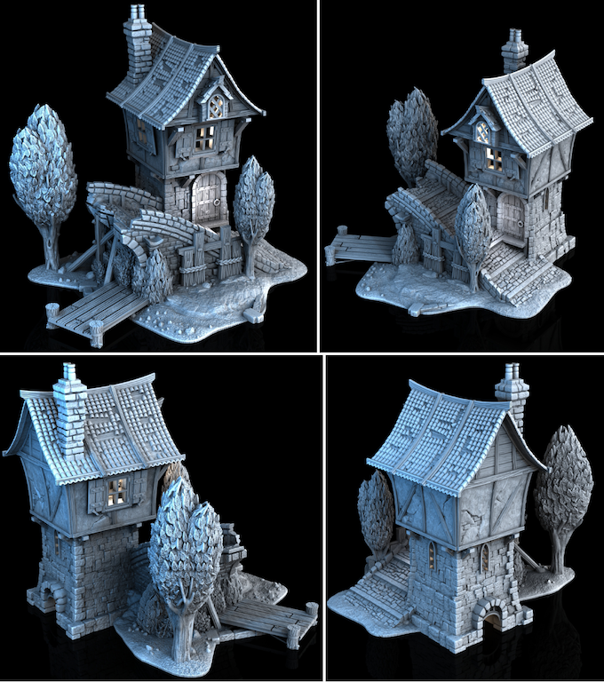 Brückenhaus mit Brückenruine Medieval Town Set