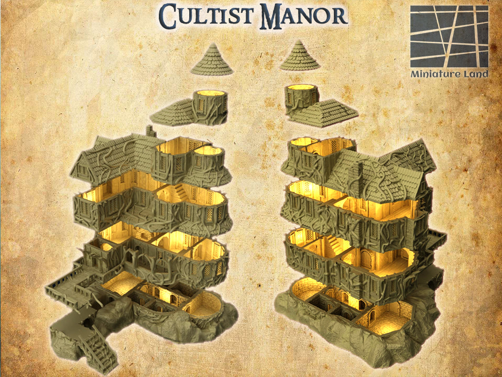 Cultist Mansion Medieval 3D Terrain Building Miniature Land DnD RPG Tabletop