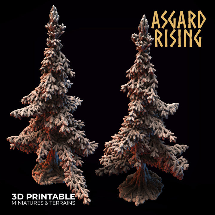 Spruce Needle Tree Fir Forest Set Asgard Rising 3D Printed Miniatures RPG, DnD