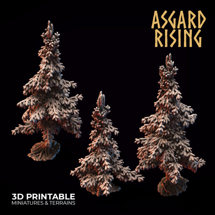 Spruce Needle Tree Fir Forest Set Asgard Rising 3D Printed Miniatures RPG, DnD