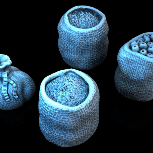 Kisten, Fässer, Kistenstapel, Säcke, Marktkarren