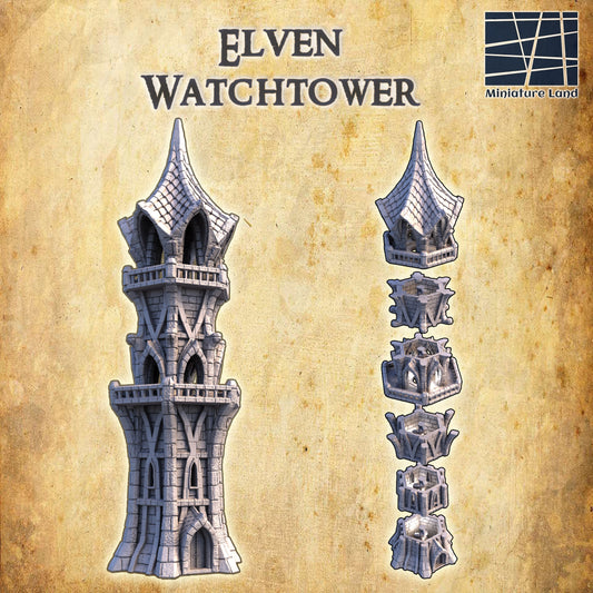 Elfen Wachturm mit Zubehör Mittelalter 3D Terrain Gebäude DnD RPG Tabletop