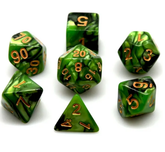 Green and Black RPG Dice Set