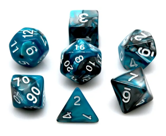 Blue and Silver RPG Dice Set