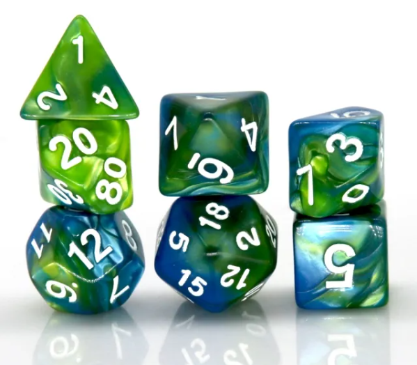 Blue and Green RPG Dice Set