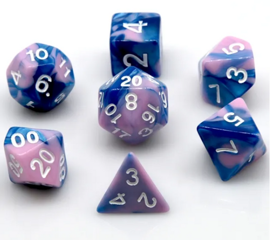 Blue and Pink RPG Dice Set