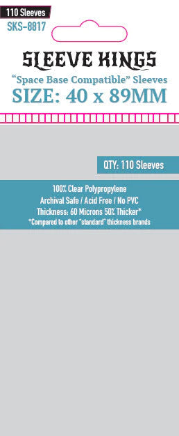 Sleeve Kings Kartenhüllen 8817 "Space Base Compatible" Sleeves (40x89mm) -110 Pack, 60 Microns