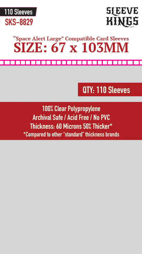 Sleeve Kings Kartenhüllen 8829 "Space Alert Large" Compatible (67x103mm) -110 Pack, 60 Microns