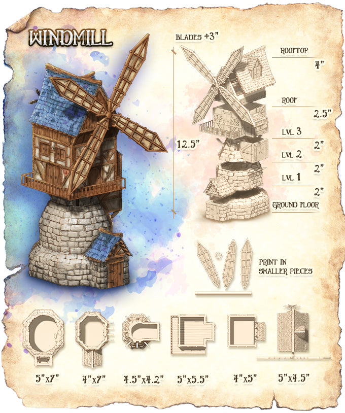Windmill from City of Tarok for RPGs, board games, painters and collectors