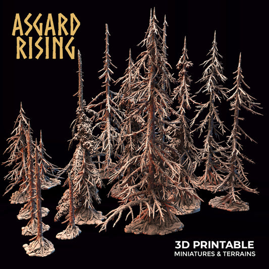 Sick Spruce Needle Tree Fir Forest Set Asgard Rising 3D Printed Miniatures RPG, DnD