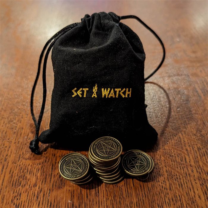 Set A Watch Metal Coins + Bag of Add-On English Kickstarter Edition + Stretch goals + Exclusives