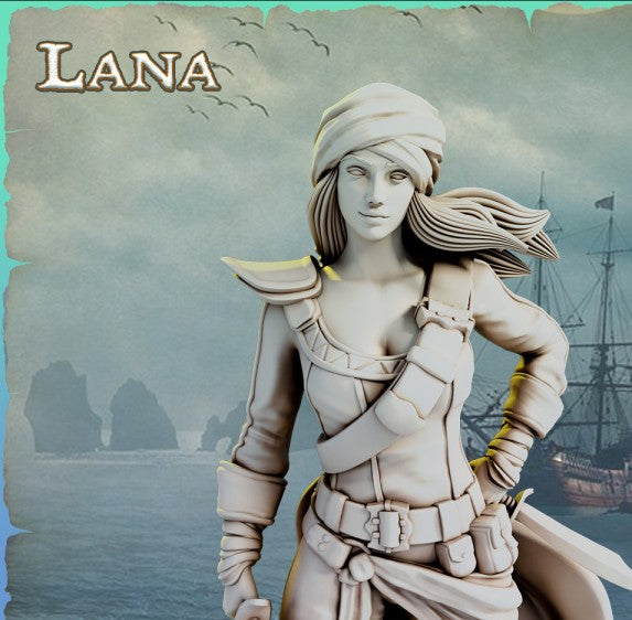 Lana Pirate Girls Ravi DnD Dungeons and Dragons Tabletop Wargame Miniature RPG NPC 3D