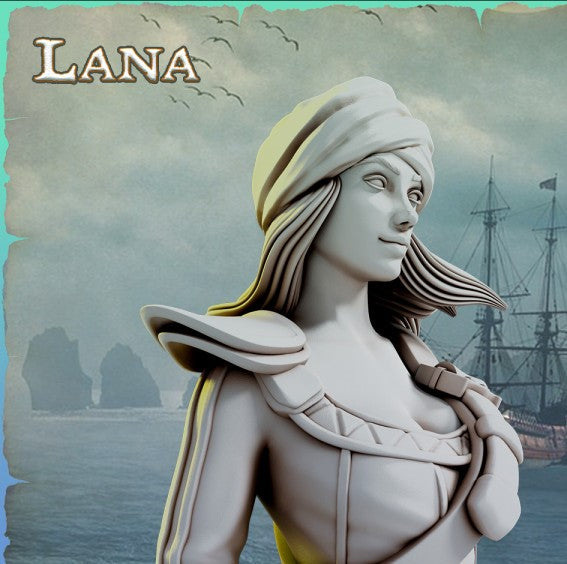 Lana Pirate Girls Ravi DnD Dungeons and Dragons Tabletop Wargame Miniature RPG NPC 3D