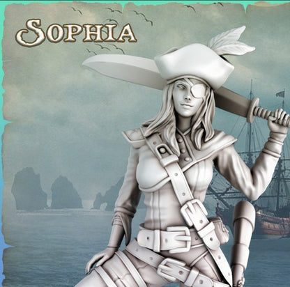 Sophia Pirate Girls Ravi DnD Dungeons and Dragons Tabletop Wargame Miniature RPG NPC 3D