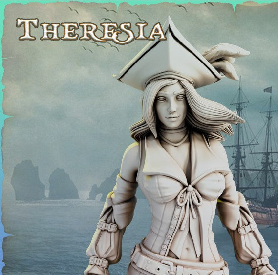 Theresia Pirate Girls Ravi DnD Dungeons and Dragons Tabletop Wargame Miniature RPG NPC 3D