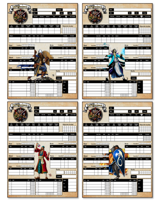 League of Dungeoneers Add-on Character sheets Kickstarter Edition