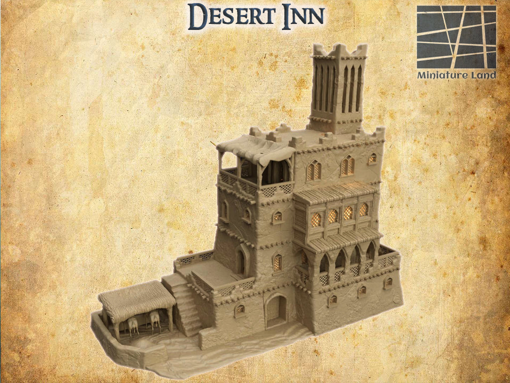 Wüsten Gasthaus Mittelalter 3D Terrain Gebäude Miniature Land DnD RPG Tabletop