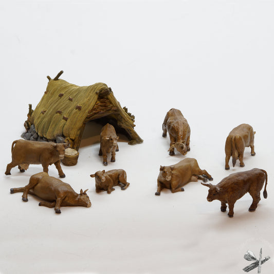 Kühe mit Stall aus The Rampart von StoneAxe Miniatures
