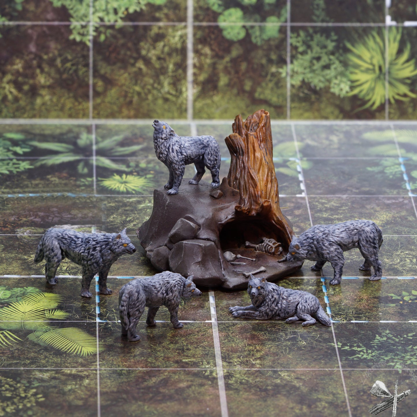 Wolves with Den from The Rampart by StoneAxe Miniatures