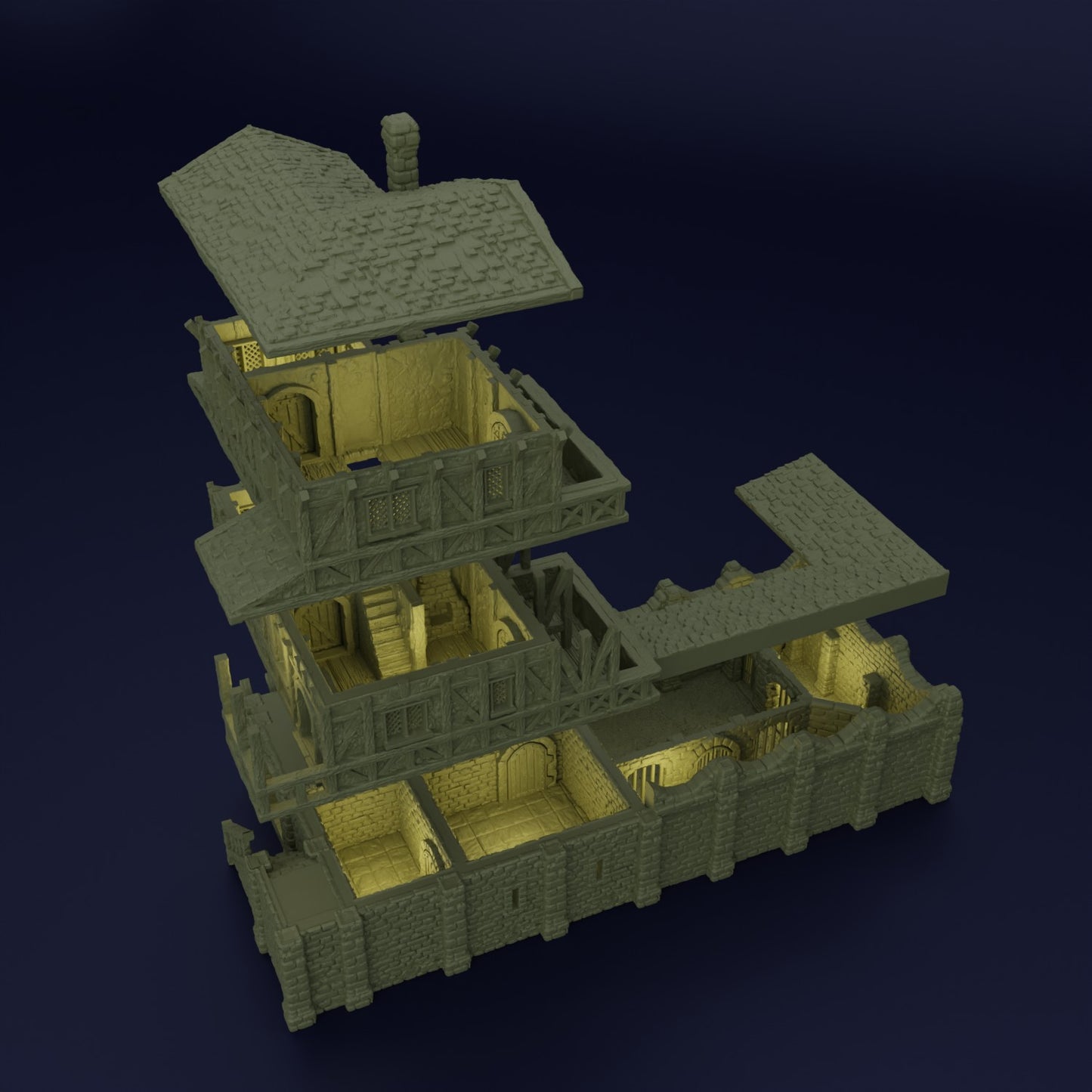 Herrenhaus Mittelalter 3D Terrain Gebäude Miniature Land DnD RPG Tabletop