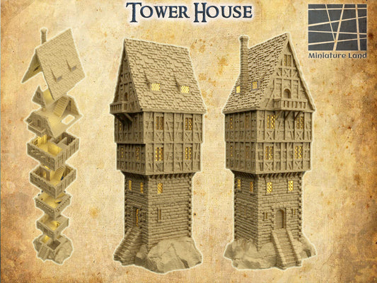 Turmhaus Mittelalter 3D Terrain Gebäude Miniature Land DnD RPG Tabletop