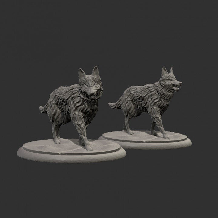 Wolf Wölfe The Sins Workshop DnD Dungeons and Dragons Tabletop Wargame Miniature RPG Tiere 3D Szenarie