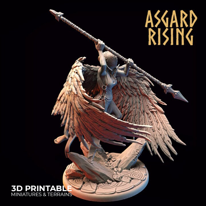 Geflügelte Walküre DnD Dungeons and Dragons Tabletop Miniature 3D Asgard Rising