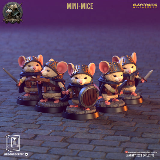 Mini Mäuse Ratfolk Resin 3D gedruckte Miniatur | Ton Cyanid Miniaturen| Tabletop Gaming Miniatur