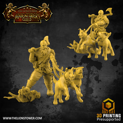 Robby McRind mit Hunden aus den Enemies and Allies of Drizzle Set von Lion Tower Miniatures