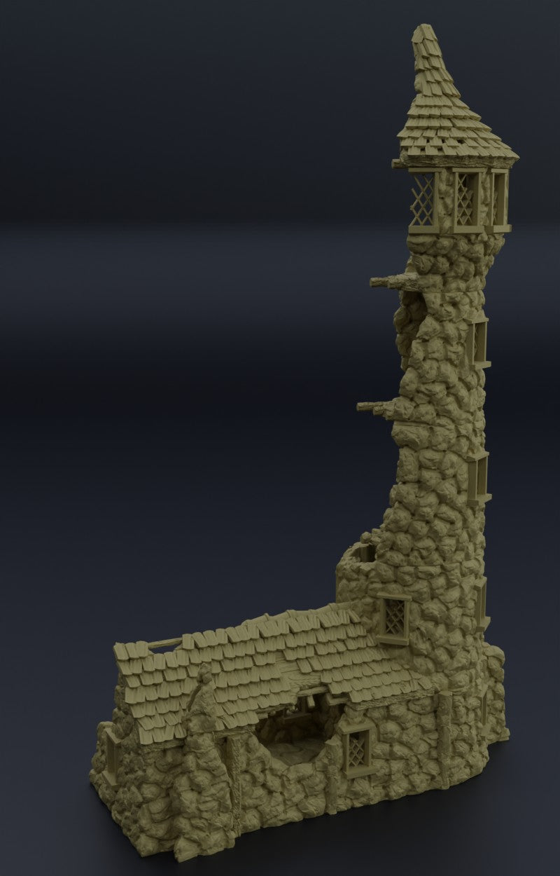 Leuchtturm Ruine Mittelalter 3D Terrain Gebäude Miniature Land DnD RPG Tabletop