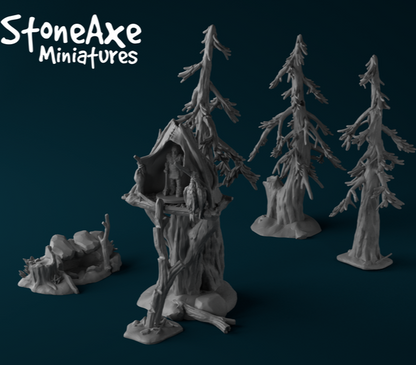 Stone Age Tree House Set Set from The Rampart by StoneAxe Miniatures